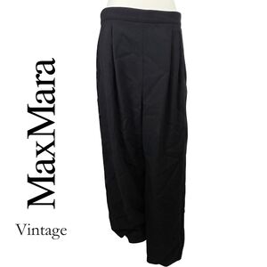 MaxMara Wool Black Pleated Dress Pants